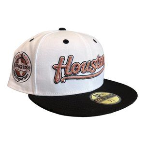 New Era Houston Astros Script 59FIFTY Fitted Hat Cap White 45 Year Patch 7 3/4